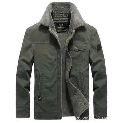Мужская теплая куртка с лацканами из хлопкового промытого хлопка из ягненка и кашемира