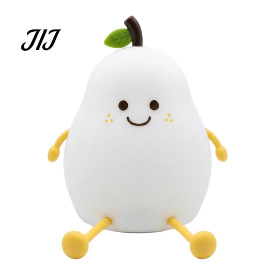 Decorative Pear Lamp for Bedroom Silicone Night Light, Touch Rechargeable Tapping Bedside Lamp, Toddler Room Sleep Aid Cute Warm Atmosphere
