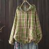 Japanese Korean Hooded Double-layer Cotton Yarn Checkered Shirt Plus Size Artistic Retro Casual Cardigan Jacket