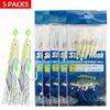 MIX 5PCS/BAG 5 крючков Sabiki Rigs Приманки для морской рыбалки Bait Rigs Настоящая рыбья кожа бечевка Крючок Mackerel Glow Sabiki Rigs