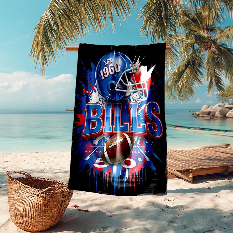 proof beach towel with Buffalo Bill LOGO pattern - soft,absorbent,quick-drying,machine washable - perfect for swimming,camping,bathing