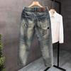 Men's American Street Style Washed Distressed Jeans – Straight Loose Fit, Spring/Autumn, European Vibe Long Pants
