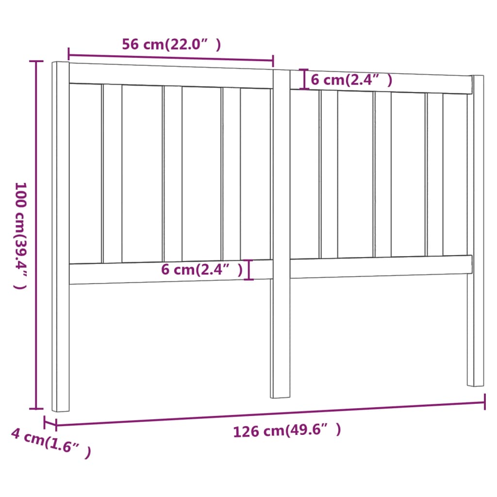 Headboard Gray 126x4x100 cm Solid Pine Wood