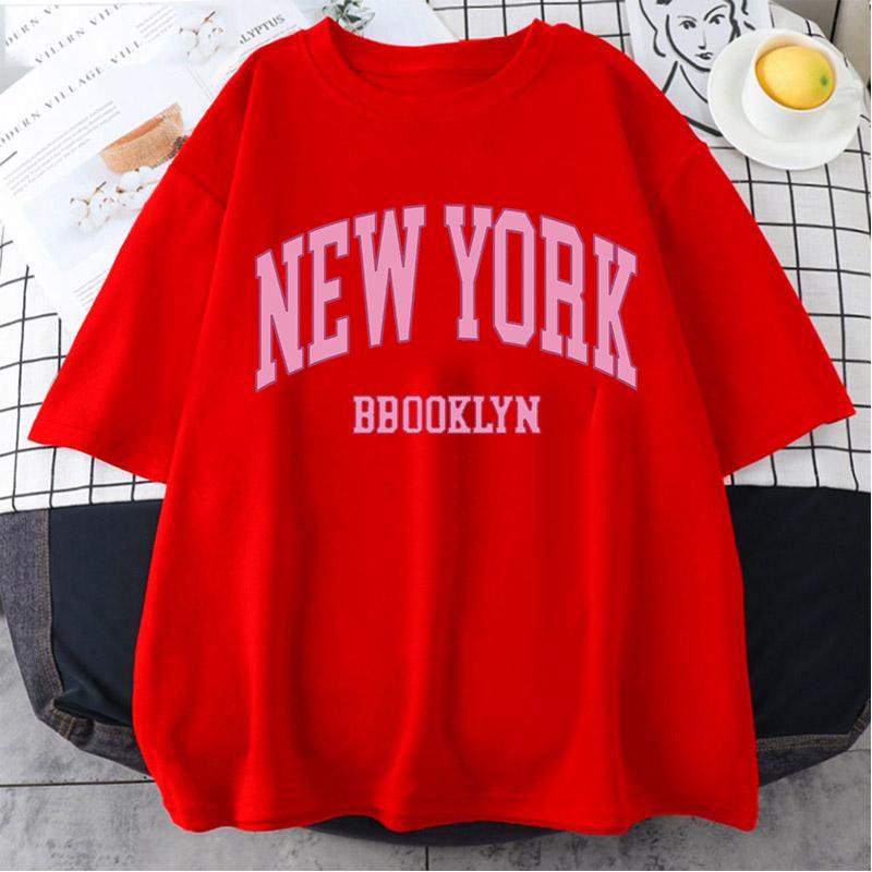 Футболка New York Brooklyn Pink City Letter женская уличная дышащая футболка с коротким рукавом Harajuku Cool, повседневная летняя футболка