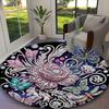 1pc Office Carpet, Earthy Beige Wildflower Butterfly Meadow Chair Rug, Living Room Printed Round Rug, Home Chair Floor Mat