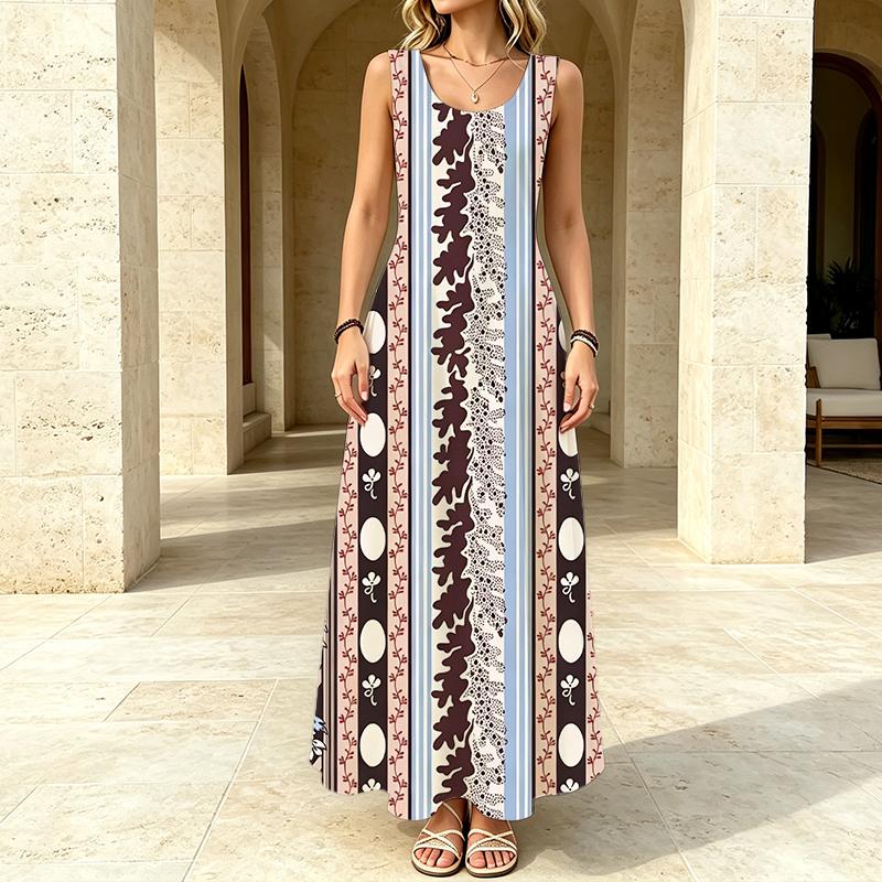 Women's Summer Bohemian Sleeveless Tank Dress,Soft Comfortable Fabric Versatile for Beach Vacations & Casual Daily Outings