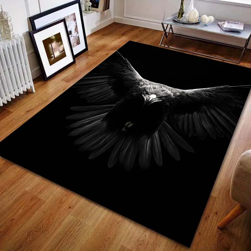Bald Eagle Black Print Carpet for Bedroom Living Room Bedside Sofa Floor Mat Modern Home Decor Area Rug Large Size for Gifts