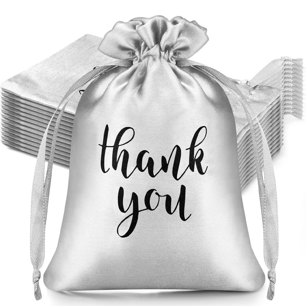 12 шт. Шелковый сегментный цвет Дин День благодарения Подарочный пакет Спасибо Завязки Мешочек для хранения ювелирных изделий Подарочная упаковка для конфет Мешочек на завязках