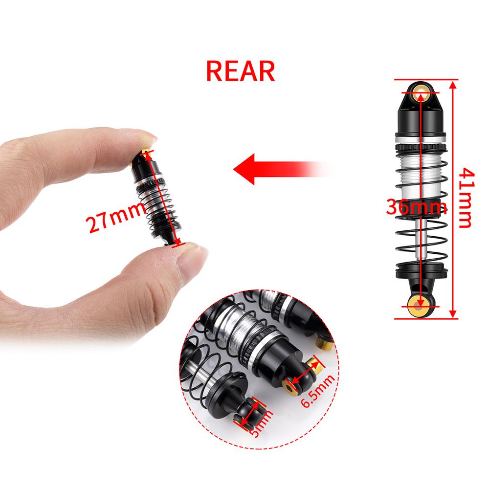 TRINOOD 4Pcs Alu Alloy Front Rear Shock Absorber Damper for Lo-si 1/24 Micro-B 2WD Buggy Upgrade Parts