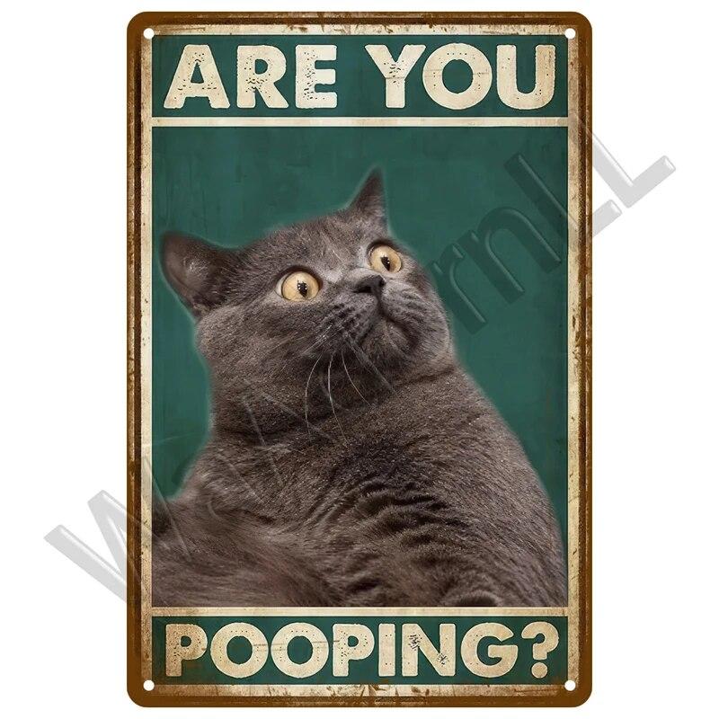 Металлический знак в стиле ретро, черный кот, постер, забавный оловянный знак с котом, винтажная табличка с изображением животного, домашний декор, настенное искусство, зоомагазин, садовая табличка для бара для собак