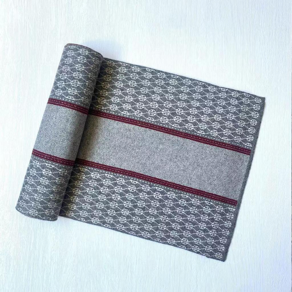 Классический мужской кашемировый жаккардовый вязаный шарф-манишка - Универсальный стиль для осени/зимы