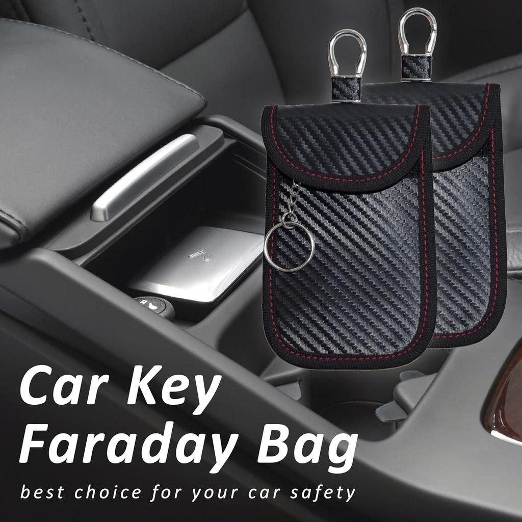 2 Pcs Faraday Bag For Car Keys, RFID Signal Blocking Pouch, Anti-Theft Key Fob Protector, Cell Phone Signal Blocker Case, Car Key Fob Cage (Small)