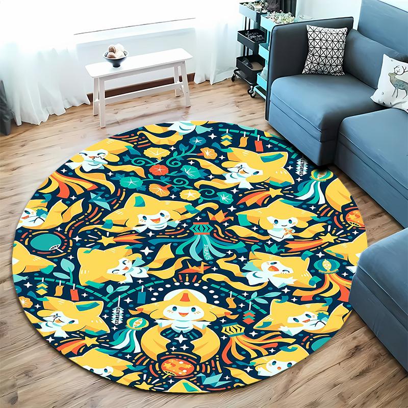 5 Sizes Classic Doraemon Print Round Carpet Living Room Anti-Slip Mat Bedroom Sofa Table Home Large Mat Gift for Kids and Adults