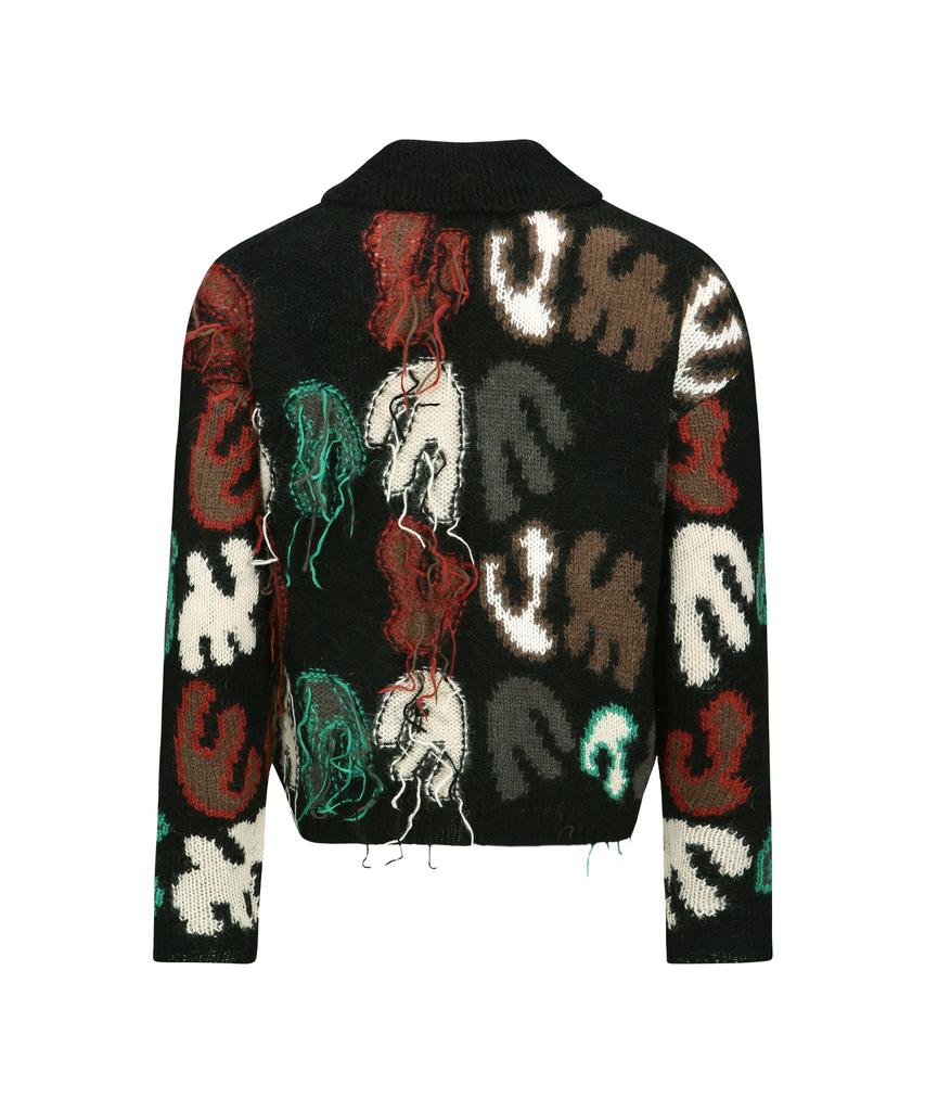 Adsb Andersson Bell Rainbow Intarsia Zip-Up Cardigan Atb1154M(Black)