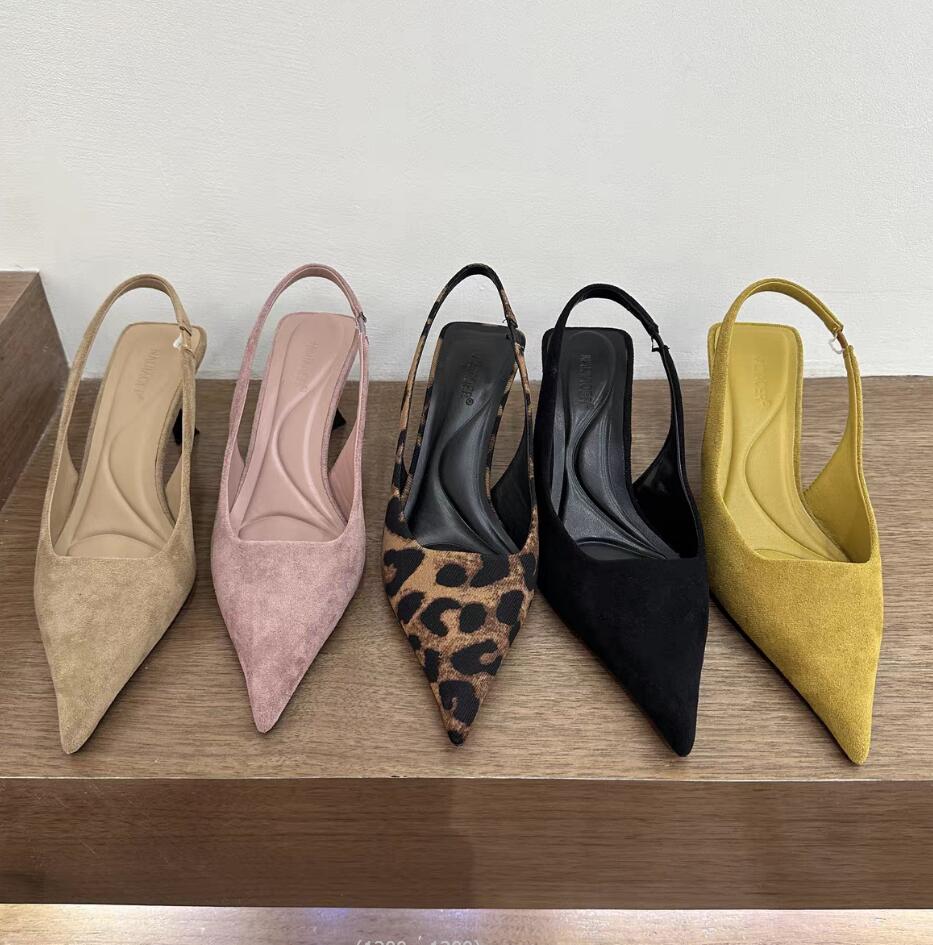 Летние Ретро Слипоны Леопардовые Женские Сандалии Обувь Модные Заостренный Носок Высокий Каблук Стриптиз Вечеринка Дамские Сандалии Красивая Обувь