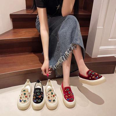 Женские ленивые туфли на одной педали, европейская станция, весна-лето 2025, новая мода со стразами, повседневные кеды, универсальные лоферы