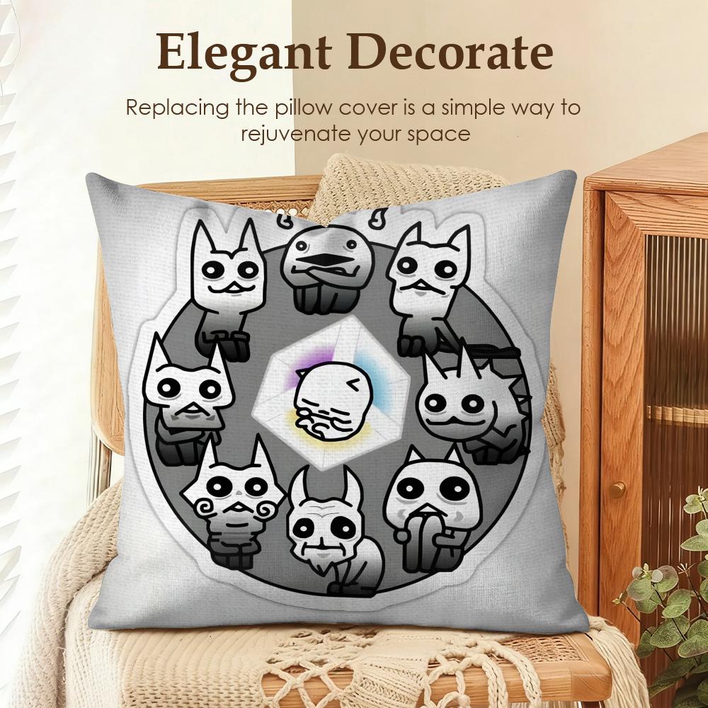 BBattle Cats Anime Cushion Cover Natural Linen Organic Fabric DoubleSided Printing Sofa Home Decor Gift Pillow Case