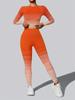 Спортивный костюм с оранжевым градиентом: Комплект с длинным рукавом и брюки для бега, фитнеса и йоги