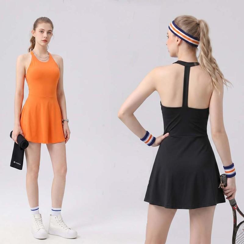 Womens Athletic A-Line Tennis Skirt Set With Built-in Briefs Quick-Dry Sportswear Badminton Golf Running