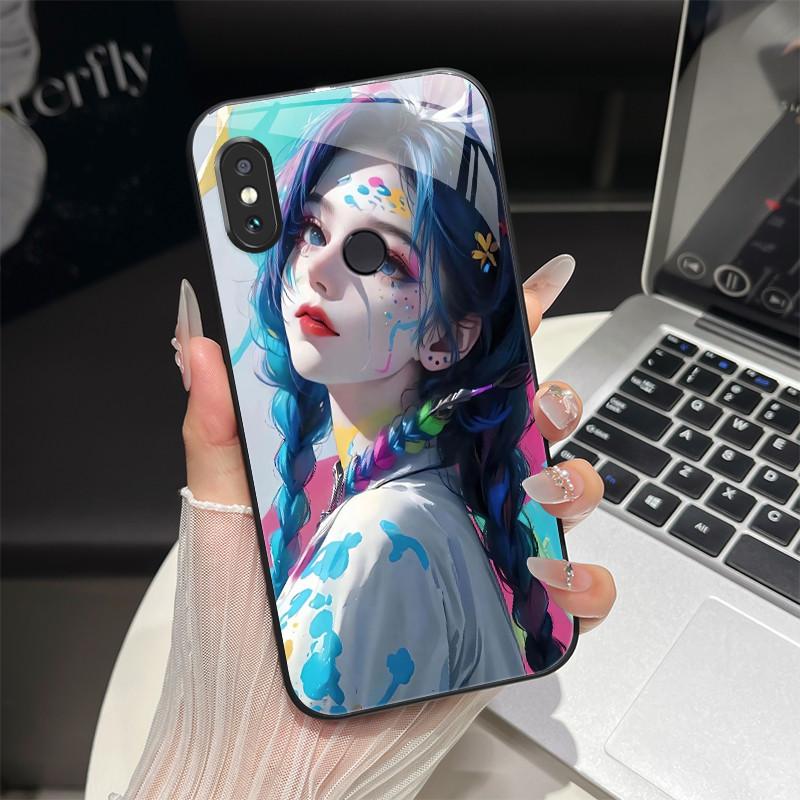 For Redmi Note 5/Note 6 Phone Case Trendy Design Tempered Glass Bumper For Xiaomi Redmi Note 5 6 Pro Full Protection Back Covers