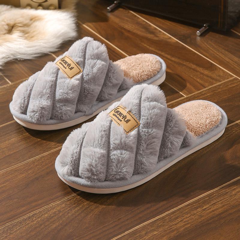 Cotton Slippers for Home Use, Couple's Slippers, Women's Shoes, Hairy Slippers, Anti Slip Winter Slippers