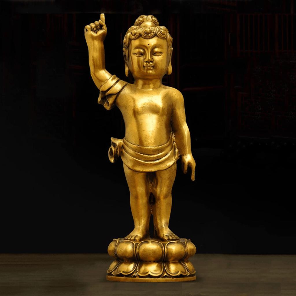 Buddha Statue, Bronze Buddha Statue, Standing Buddha Figurine, Perfect for Flower Festival, Buddhist Altar Accessories, Buddha Kanbutsu (Size: 16cm