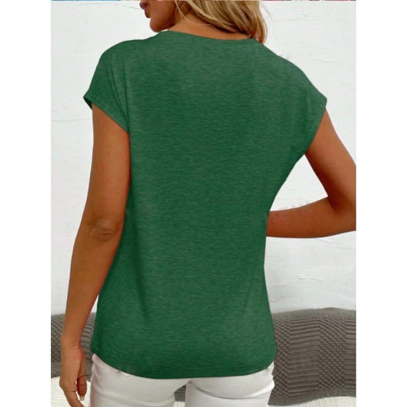 YYFS Женские модные повседневные летние весенние однотонные блузки и рубашки с v-образным вырезом и короткими рукавами с принтом