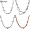 Real Me Link Snake Chain Chunky Infinity Knot Rose Beads Sliding 925 Sterling Silver Necklace For Fashion Bead Charm DIY Jewelry