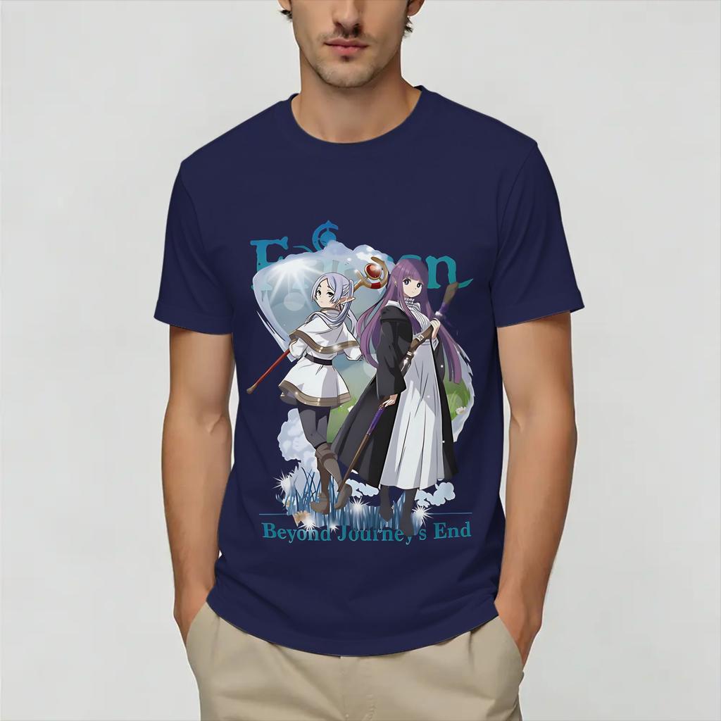 Frieren Beyonds T Shirt for Unisex Cotton Funny TShirts Round Neck Tee Shirt Short Sleeve Tops Summer