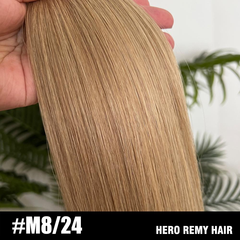 Прямые европейские натуральные человеческие волосы Hero Remy, трессы 80 г/шт., пряди с мелированием, 16-22", машинные наращивания на трессах