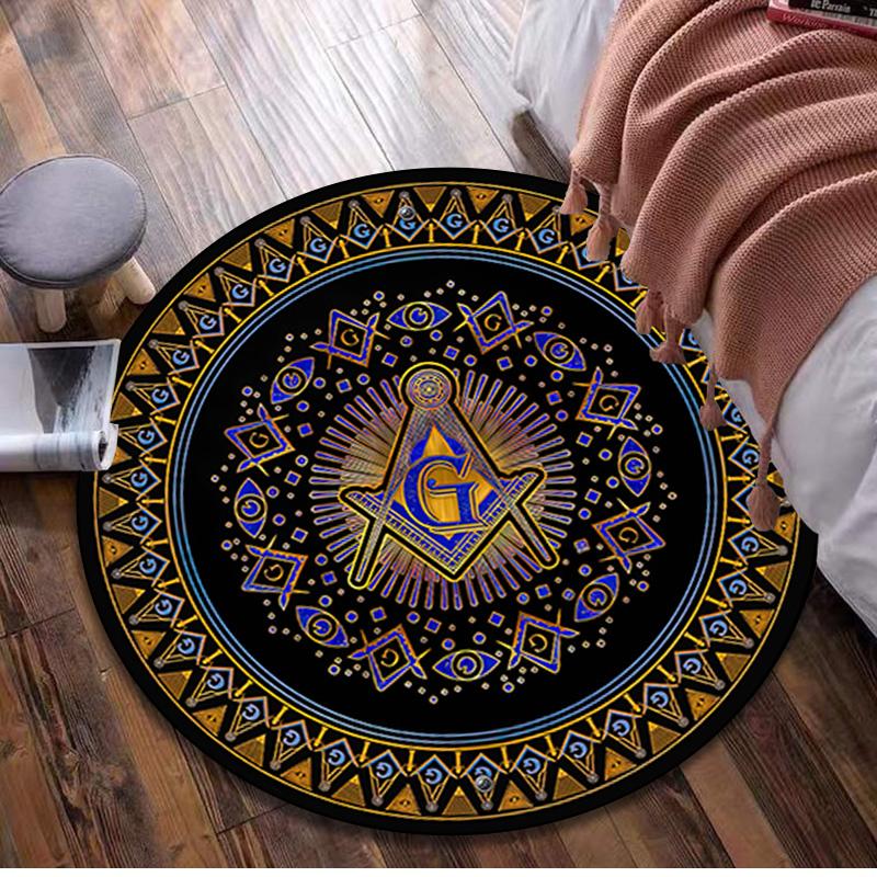 1Pc Freemasonry Circular Print Rug - home decoration Carpet For Living Room Bedroom Flooring Computer Chair Area Rug