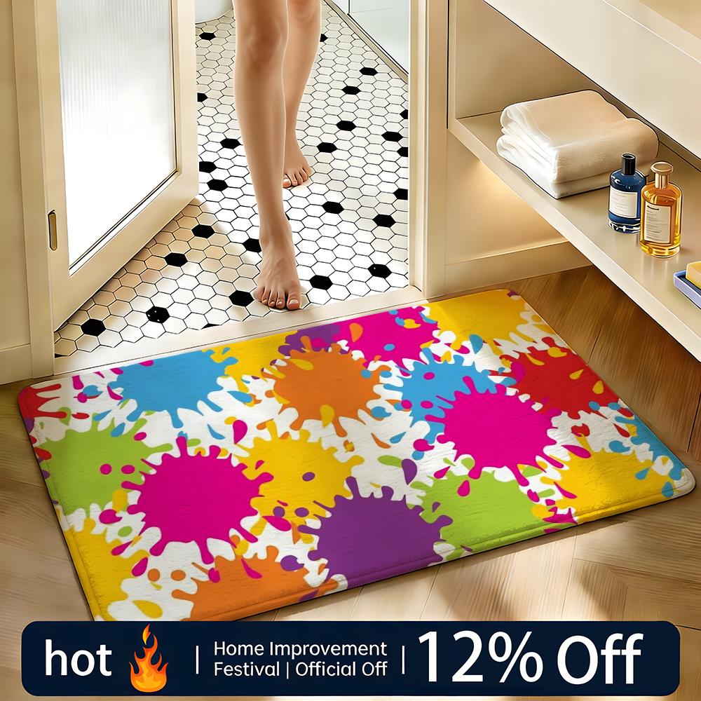 Soft Absorbent Non-Slip Rug Color Splash Graffiti Floor Mat Home Decor Doormat Bedroom Floor Mat Shower Carpet