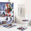 Christmas Shower Curtain Floor Mat Combination Four-Piece Set Bathroom Toilet Carpet Shower Room Mat Foot Mat