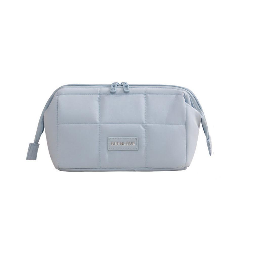 Wide-open Women Cosmetic Bag Puffy Padded Handheld Makeup Organizer Multifunction Large Capacity Toiletry Storage Bag Outdoor