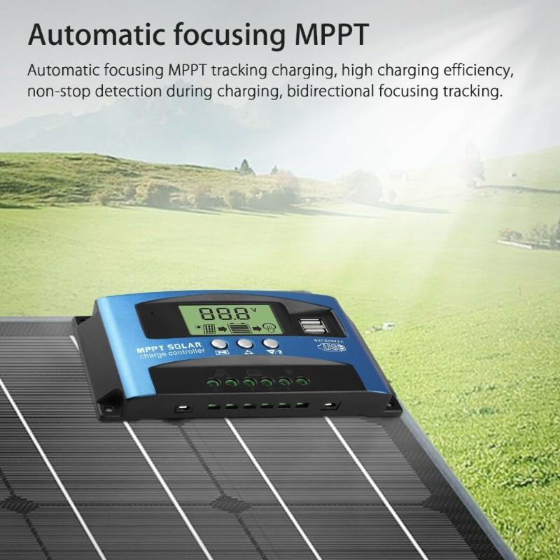 Солнечные контроллеры MPPT 100A 80A 60A 50A 40A 30A Двойной USB ЖК-дисплей 12В 24В Регулятор зарядного устройства для солнечных панелей