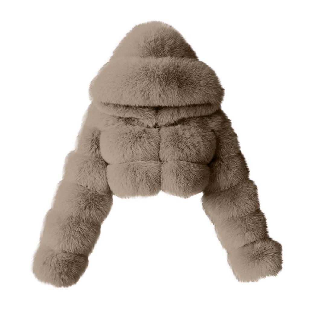 Женская модная куртка, однотонное плюшевое пальто с длинными рукавами и капюшоном