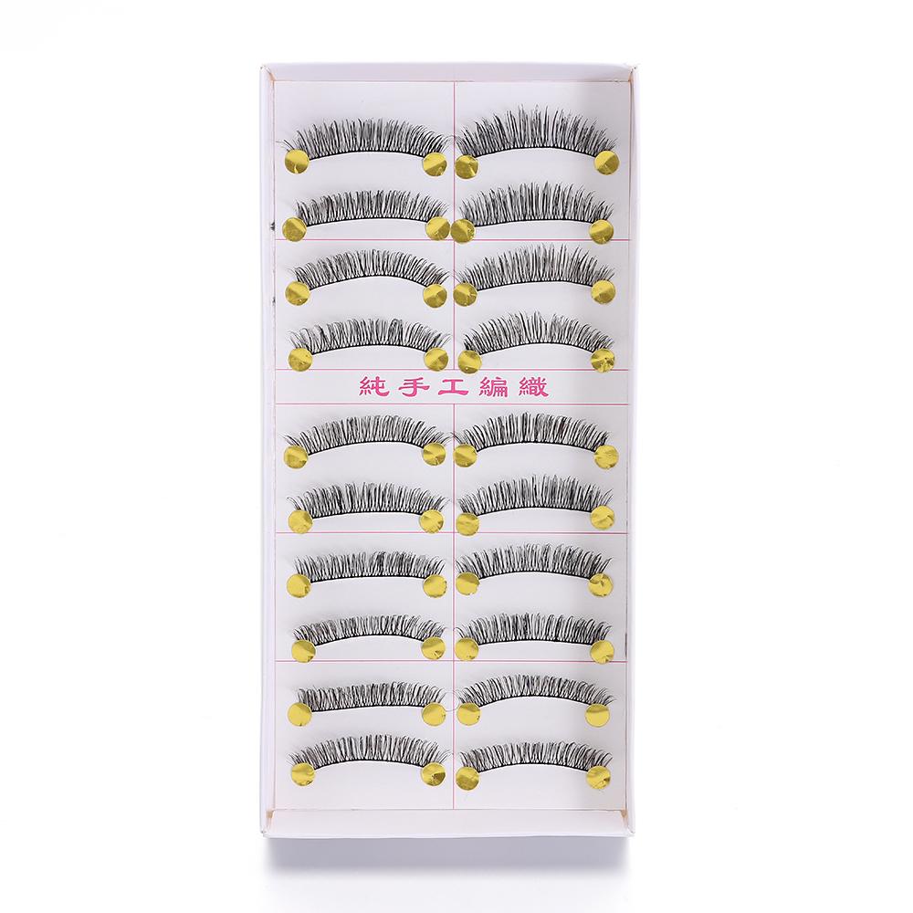 10 пар Кросс Натуральные Длинные Черные Накладные ресницы Инструмент для макияжа