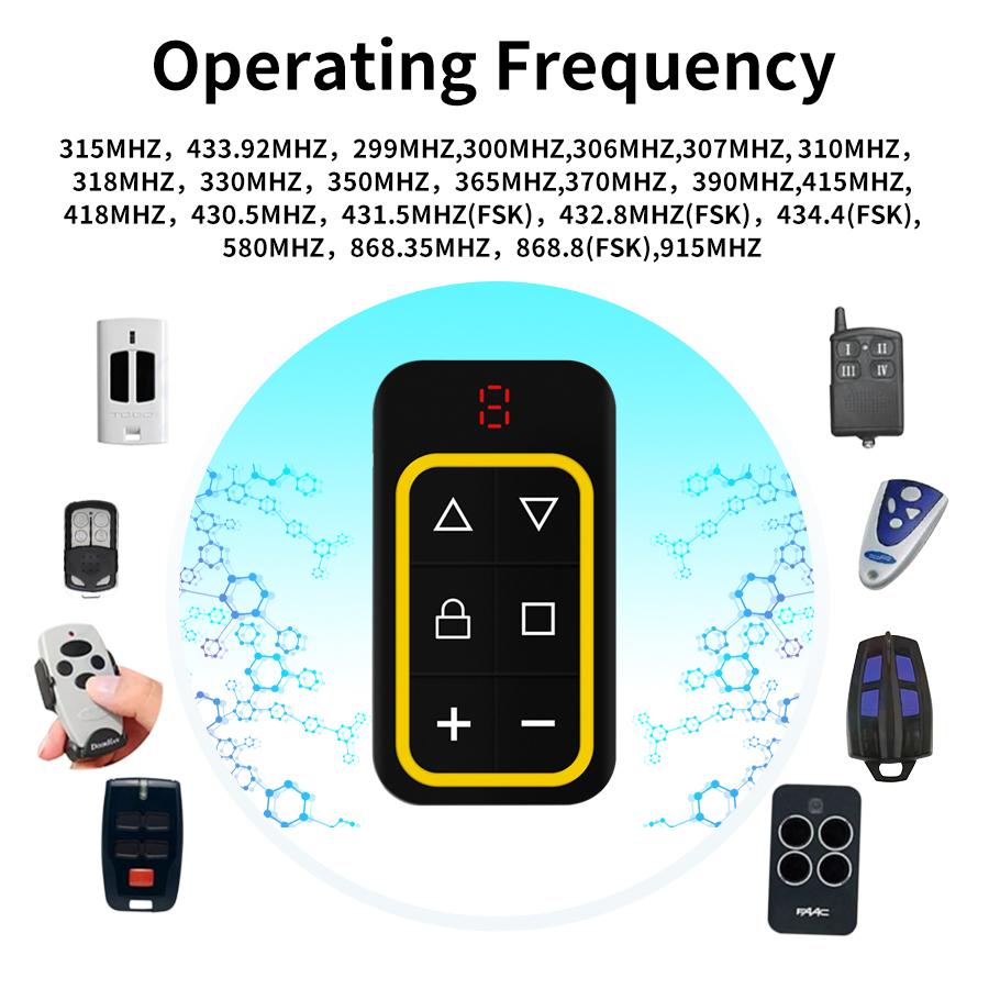 Multi Frequency 300-915MHZ Garage Door Remote Control Copy Duplicator 433mhz 868mhz Garage Remote Multi Brand Remote Control