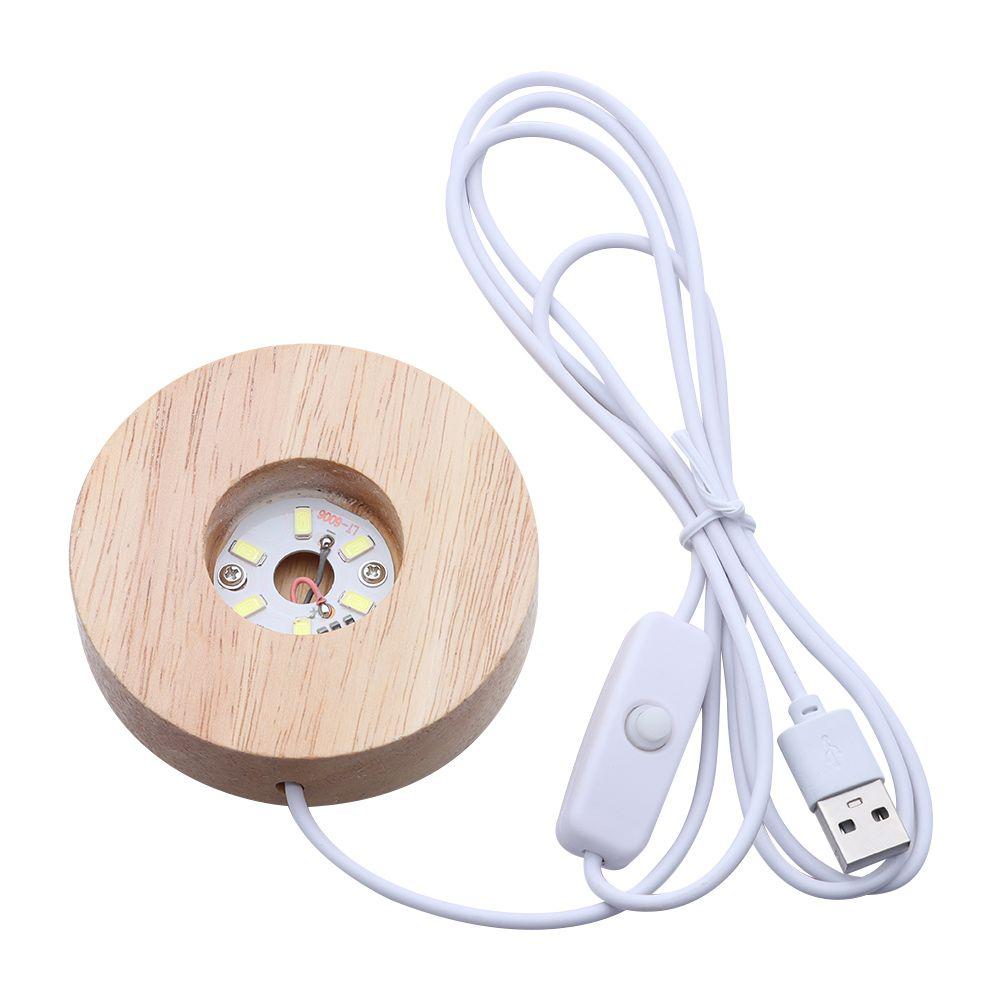 Gift for Crystal Ball Home Decor Color Changing LED Lights Wooden Lighted Base Stand Display Base