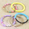 Multi-layer Color Soft Pottery Bracelet Elastic Color Letter Beaded Bracelet Set