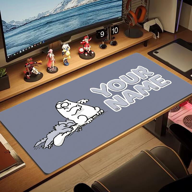 Custom Name Simon's Cat Mouse Pad Large Gaming Table Cushion Non-slip Laptop Tablet Big Mousepad XXL Mat Mini PC Playmat With Lock edge_XIA