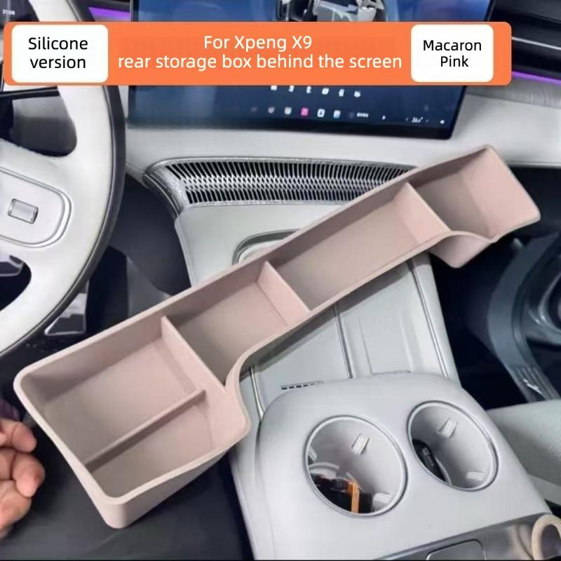 For Xpeng X9 Silicone Storage Box Behind Center Screen Special Hidden Organizer Tray Car Interior Modification Accessories