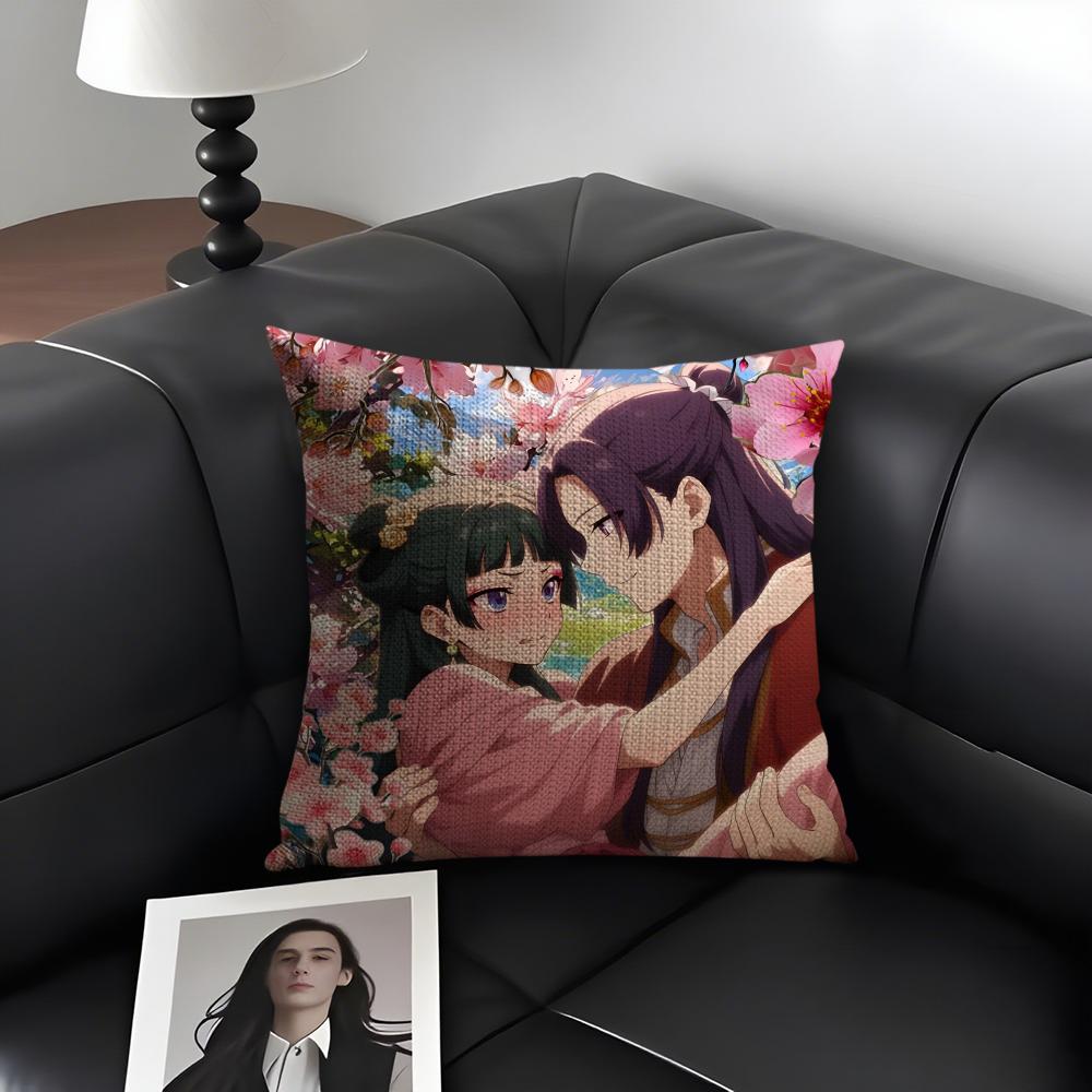 TThe ApothecaryY DiariesAnime Cushion Cover Natural Linen Organic Fabric DoubleSided Printing Sofa Home Decor Gift Pillow Case