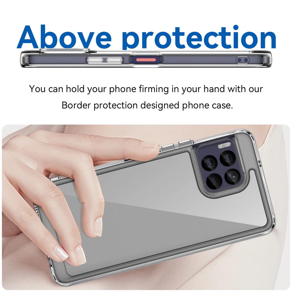 Красочный противоударный чехол-щит для T-Mobile Revvl 7 Pro Мягкая рамка из ТПУ Прозрачная задняя крышка из твердого пластика