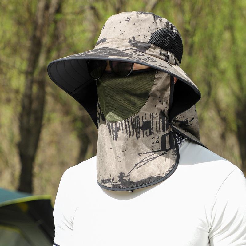 Летняя мужская шляпа от солнца с накидкой-вуалью, поля 9 см, военный камуфляж, боковая дышащая сетчатая панама, для использования на открытом воздухе, солнцезащитная, для рыбалки