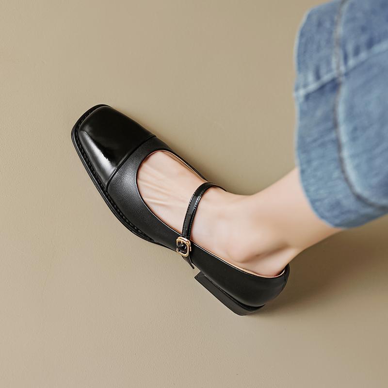 Новая весенняя женская обувь, туфли-лодочки с квадратным носком в стиле ретро, кожаные туфли на плоской подошве, женские туфли на каблуке, женские туфли на плоской подошве, туфли Мэри Джейн