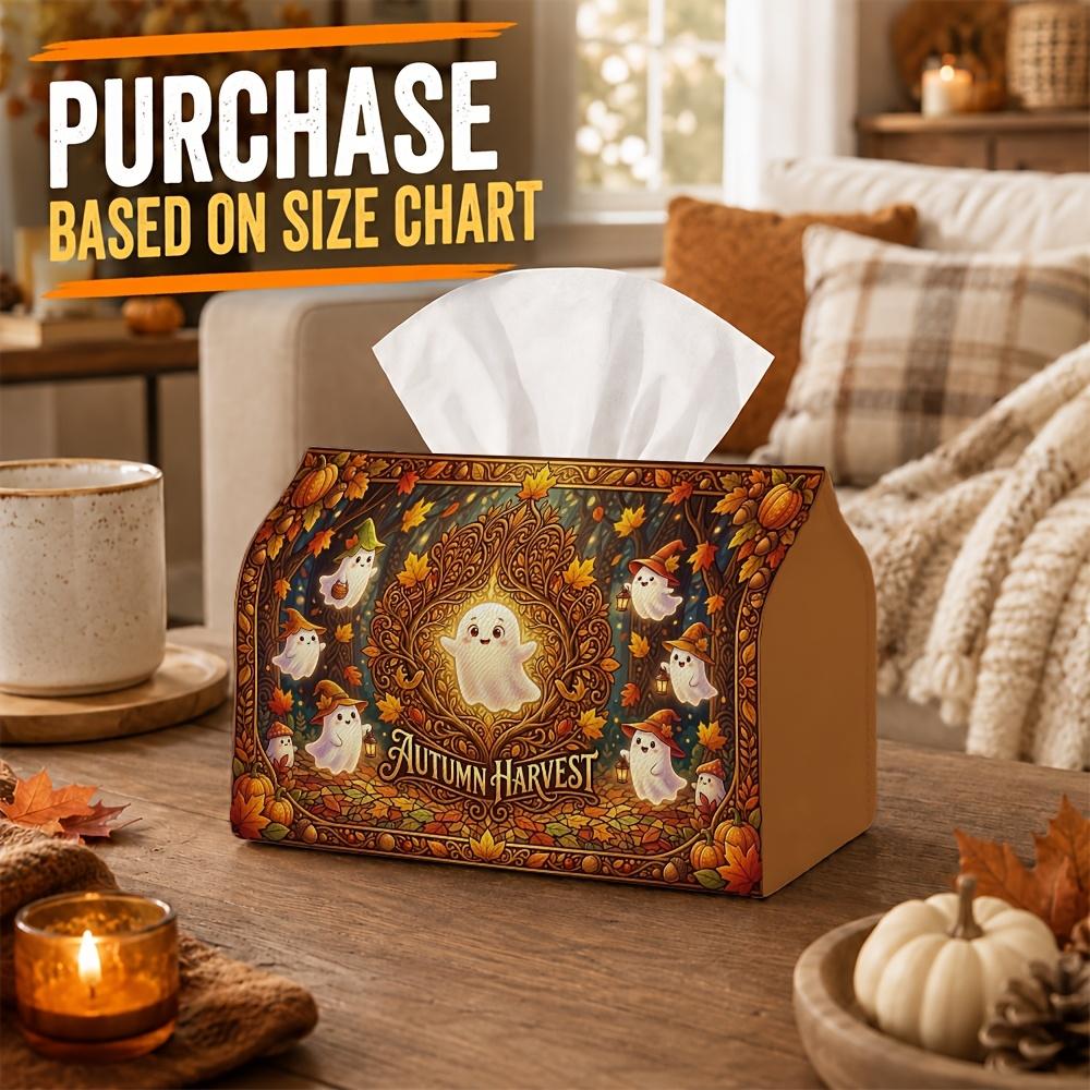1pc Mystical Halloween Tissue Box - Pumpkin Forest Napkin Storage Box, Suitable for Rolls/facial Tissues/single Sheets,Two Sizes Available for Fall Ho