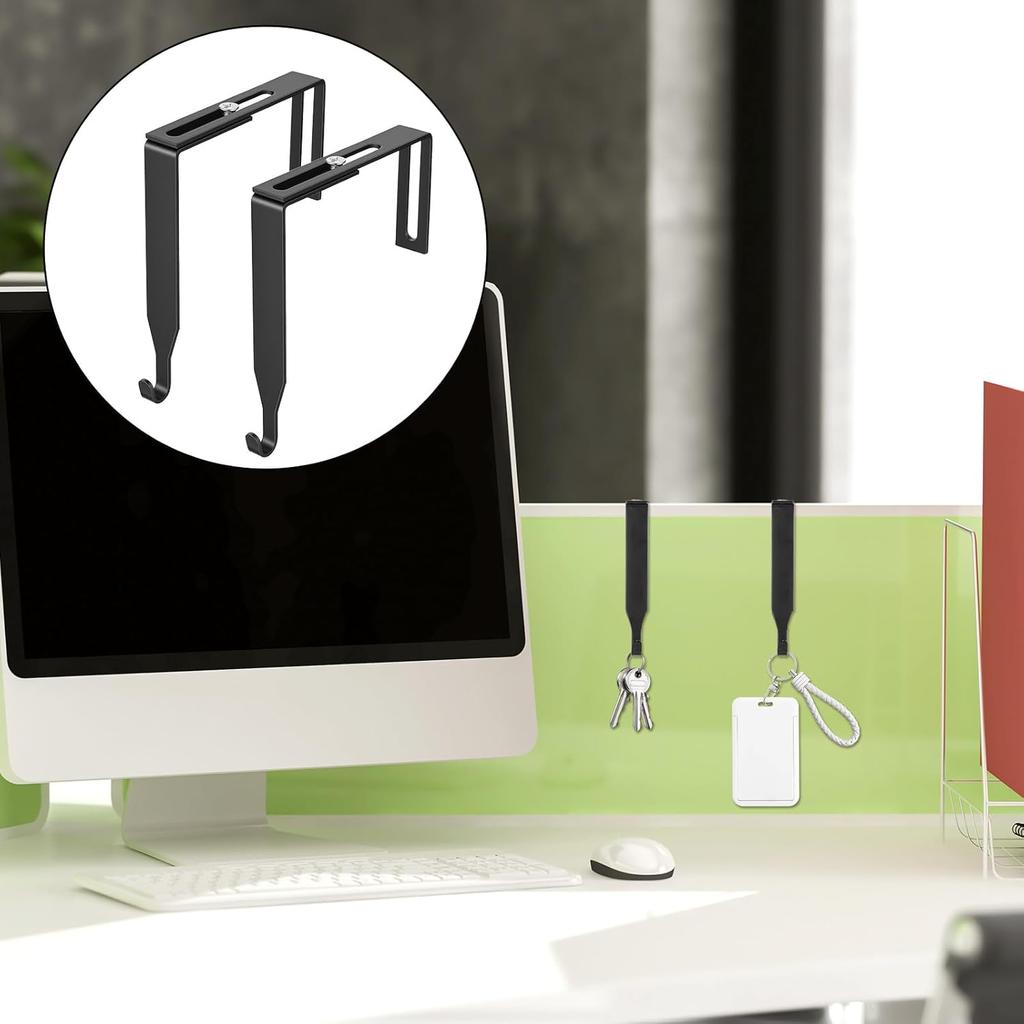 Adjustable Cubicle Hooks, 6 PCS Metal Universal Cubicle Hangers Black Door Mirror/Partition Hanger Cubicles Wall Hooks with Cross Screwdriver