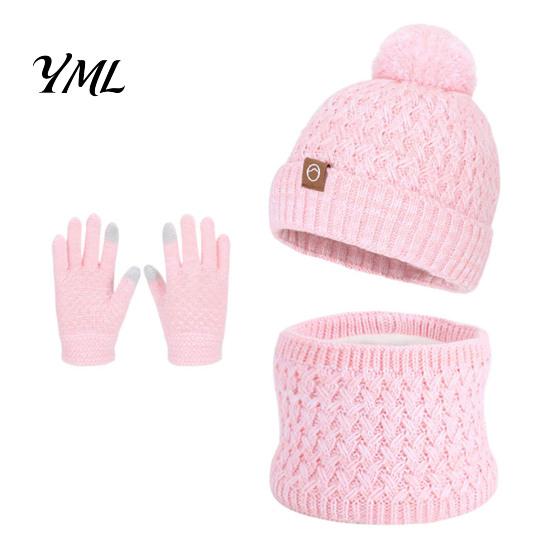 Holiday Gift for Kids in Winter Hat Scarf Gloves Set, 3-Piece Fleece Lined Beanies Neck Fashionable Outfit Kindergarten Warmer Mittens Boys