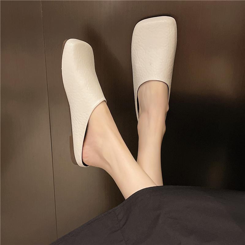 Мокасины с квадратным носком, женская обувь 2024 года, тапочки на плоской подошве, женские мюли, низкие пантофле, роскошные шлепанцы, мюли, новые летние дизайнерские мягкие